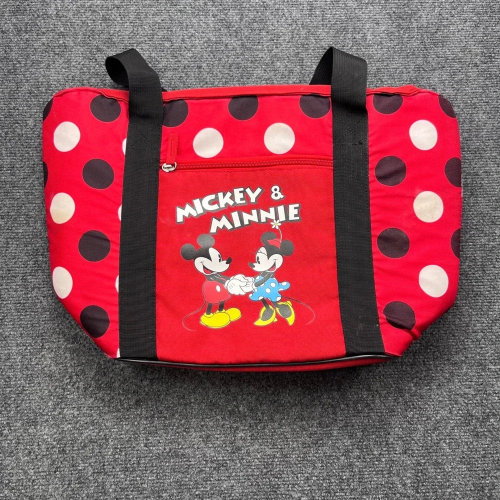 Disney‎ Mickey Minnie Mouse Insulated Cooler Polka Dot Lunch Tote Bag